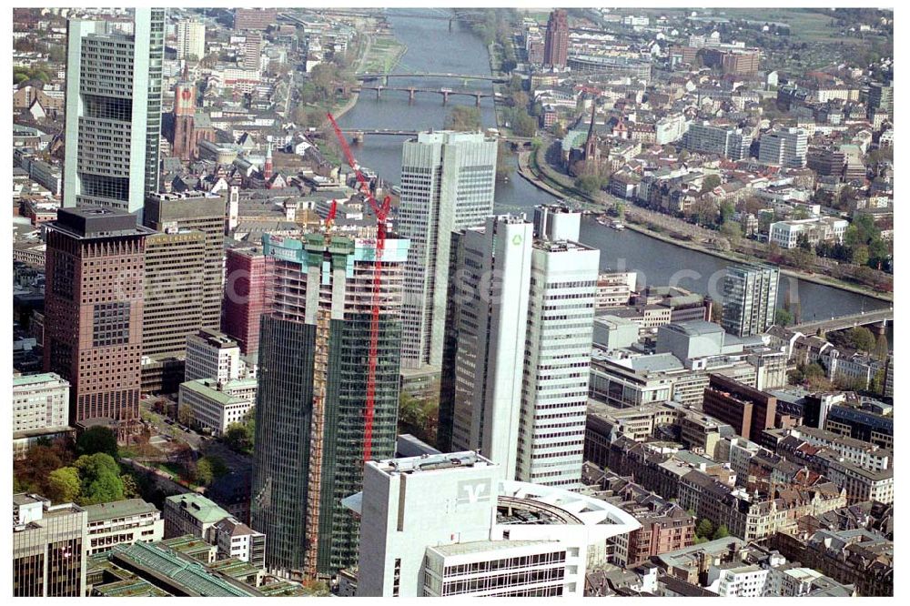 Aerial photograph FRANKFURT / Main - Hessen - Innenstadt von Frankfurt am Main. Bau des Skyper, eines 153 Meter hohen Büroturmes der DEKA. ÖA: Frau Holtekötter 069,71473927.