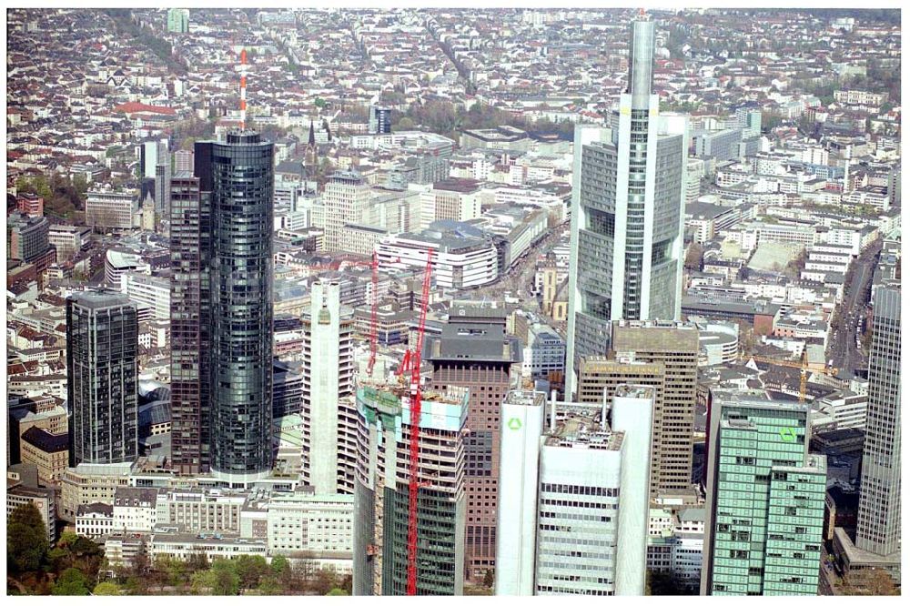 Aerial photograph FRANKFURT / Main - Hessen - Innenstadt von Frankfurt am Main. mit dem Main Tower Landesbank Hessen-Thüringen Girozentrale Anstalt des öffentlichen Rechts MAIN TOWER Neue Mainzer Straße 52-58 D-60311 Frankfurt am Main Germany, Tel. (+49) 69 91 32-01