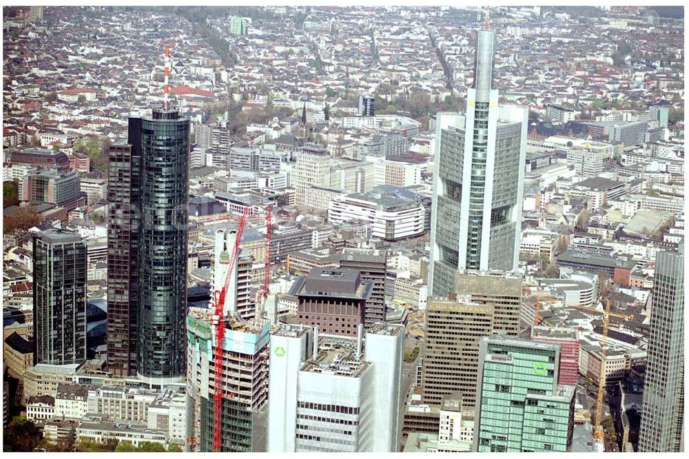 FRANKFURT / Main - Hessen from above - Innenstadt von Frankfurt am Main. mit dem Main Tower Landesbank Hessen-Thüringen Girozentrale Anstalt des öffentlichen Rechts MAIN TOWER Neue Mainzer Straße 52-58 D-60311 Frankfurt am Main Germany, Tel. (+49) 69 91 32-01