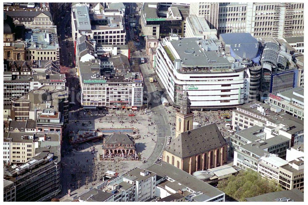 Aerial image FRANKFURT / Main - Hessen - Innenstadt von Frankfurt am Main. Katharinenkirche mit der Hauptwache.