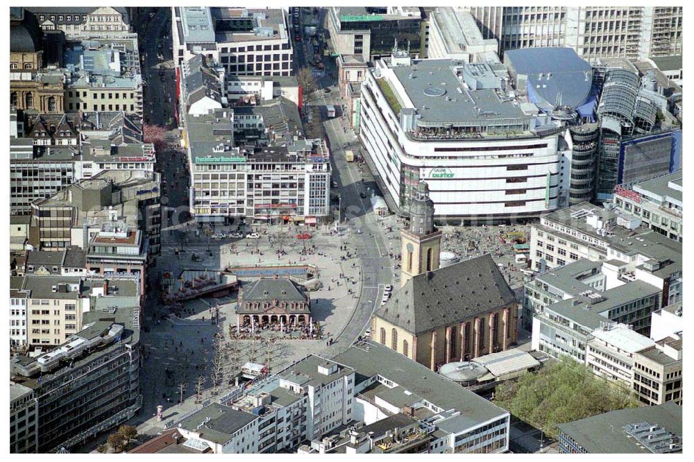 Aerial photograph FRANKFURT / Main - Hessen - Innenstadt von Frankfurt am Main. Katharinenkirche mit der Hauptwache.