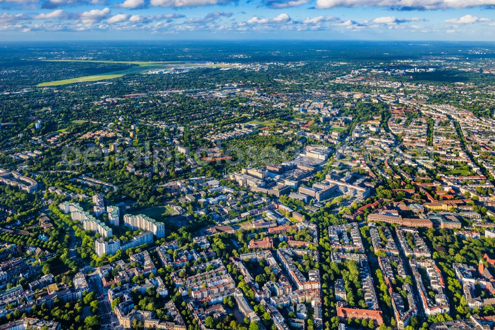 Hamburg from the bird's eye view: Cityscape of the district in the district Lokstedt in Hamburg, Germany