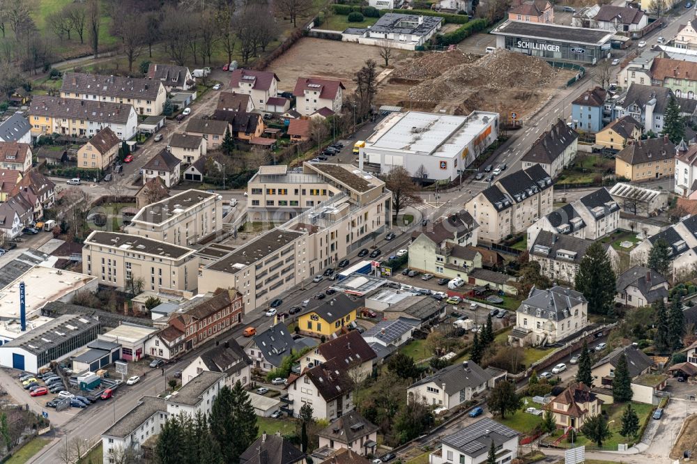 Lahr/Schwarzwald from above - Cityscape of the district of Geroldsecker Vorstadt in Lahr/Schwarzwald in the state Baden-Wuerttemberg, Germany