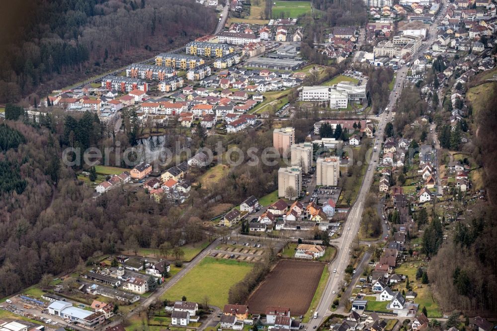 Aerial image Lahr/Schwarzwald - Cityscape of the district of Geroldsecker Vorstadt in Lahr/Schwarzwald in the state Baden-Wuerttemberg, Germany