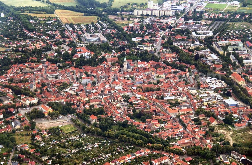 Aerial image Bad Langensalza - Downtown with church St. Bonifacius in Bad Langensalza in Thuringia