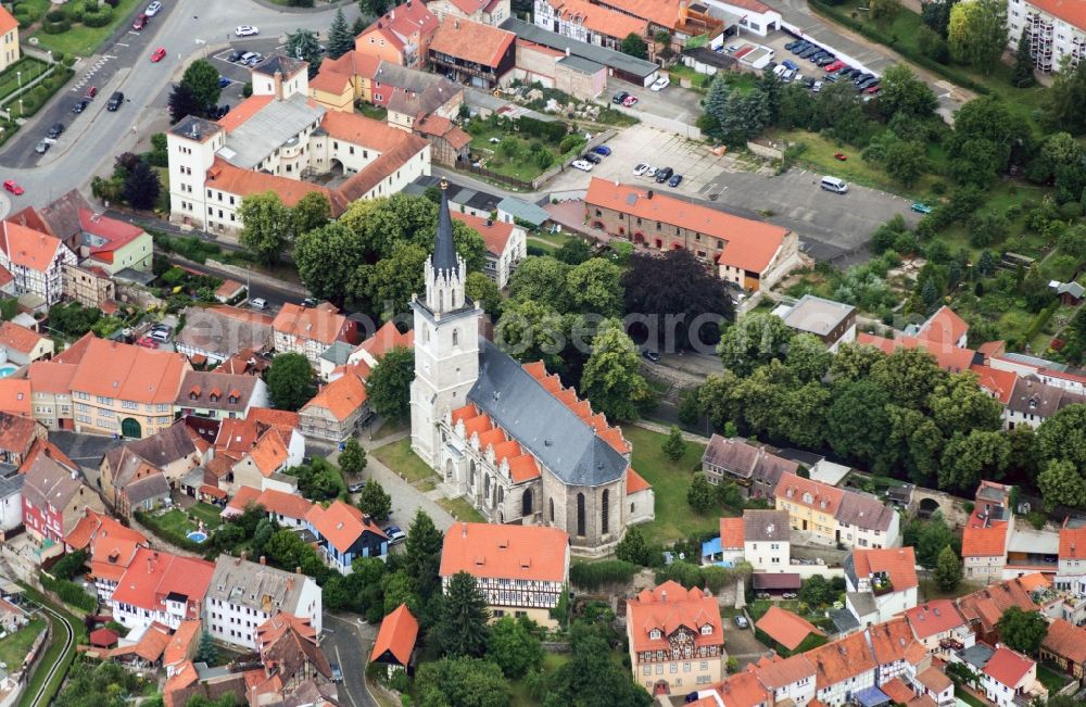 Bad Langensalza from the bird's eye view: Downtown with church St. Bonifacius in Bad Langensalza in Thuringia