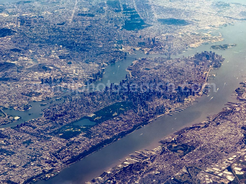 New York from above - Cityscape of the district Manhattan between Hudson River and East River on street Central Park West in New York in United States of America