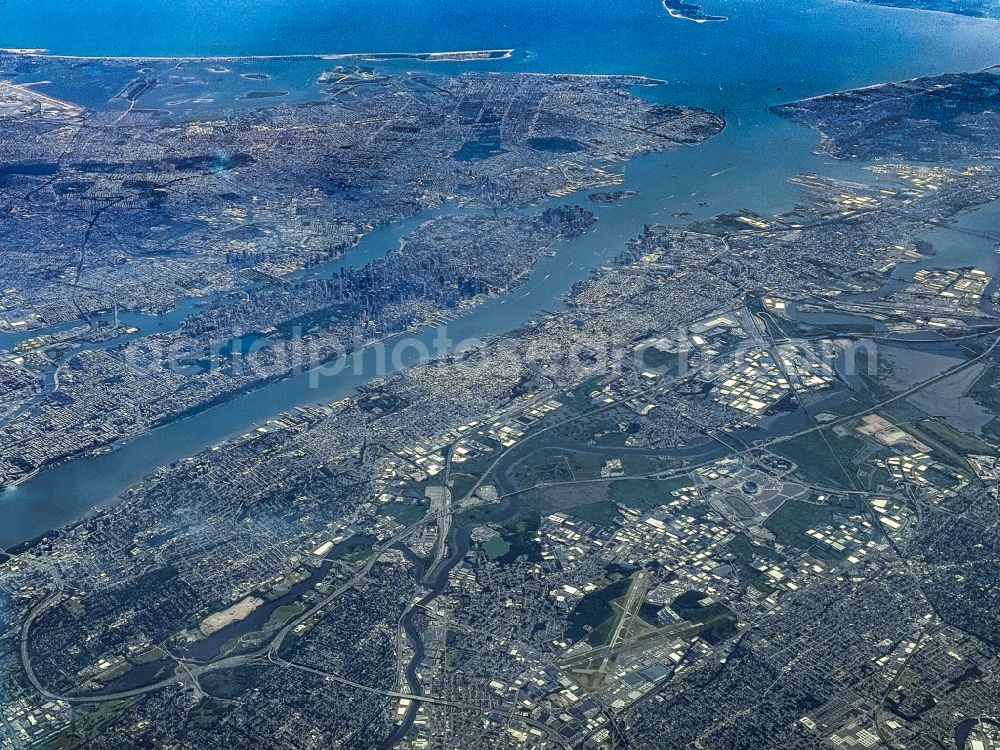 Aerial image New York - Cityscape of the district Manhattan between Hudson River and East River on street Central Park West in New York in United States of America