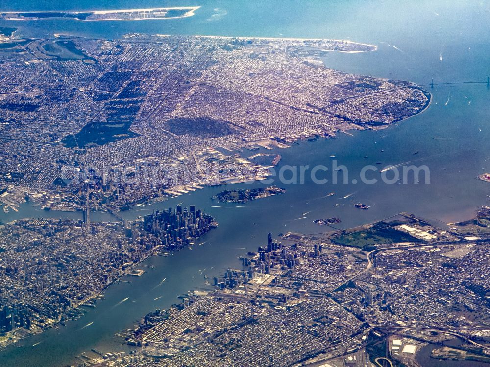 Aerial photograph New York - Cityscape of the district Manhattan between Hudson River and East River on street Central Park West in New York in United States of America