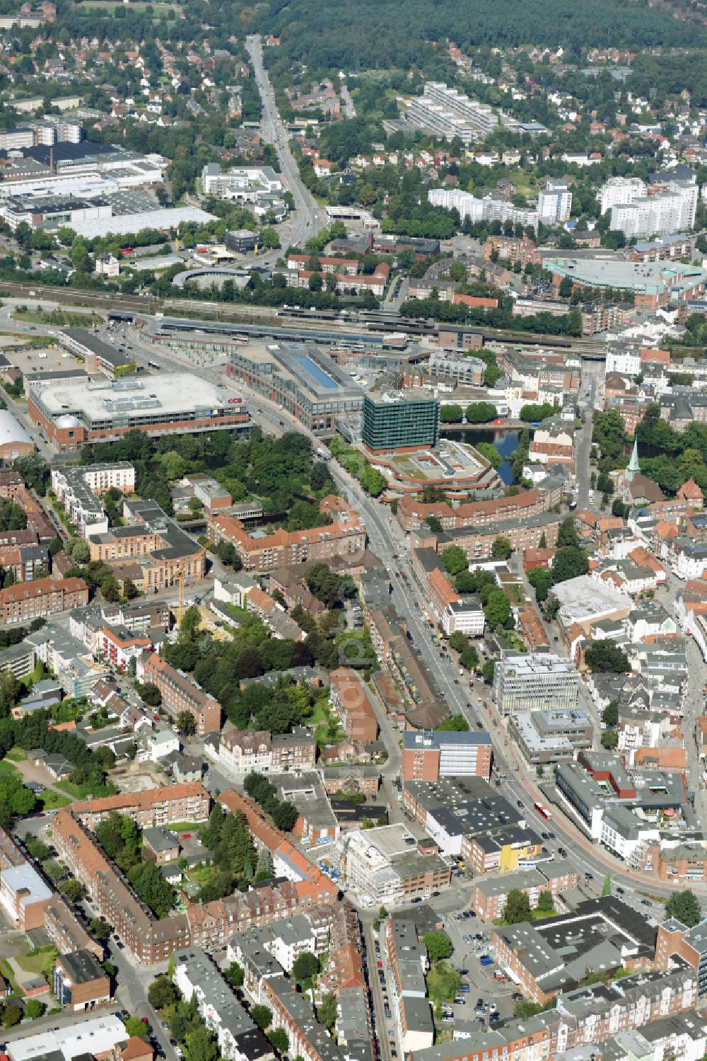 Hamburg from the bird's eye view: Cityscape of the district in the district Bergedorf in Hamburg, Germany