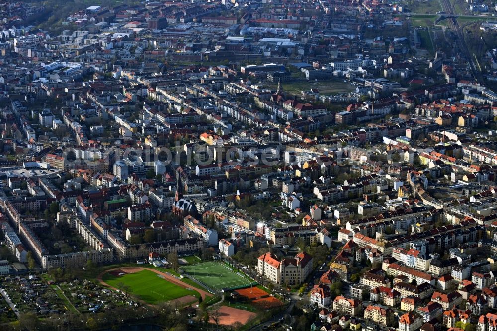 Aerial photograph Leipzig - Cityscape of the district in the district Leutzsch in Leipzig in the state Saxony, Germany