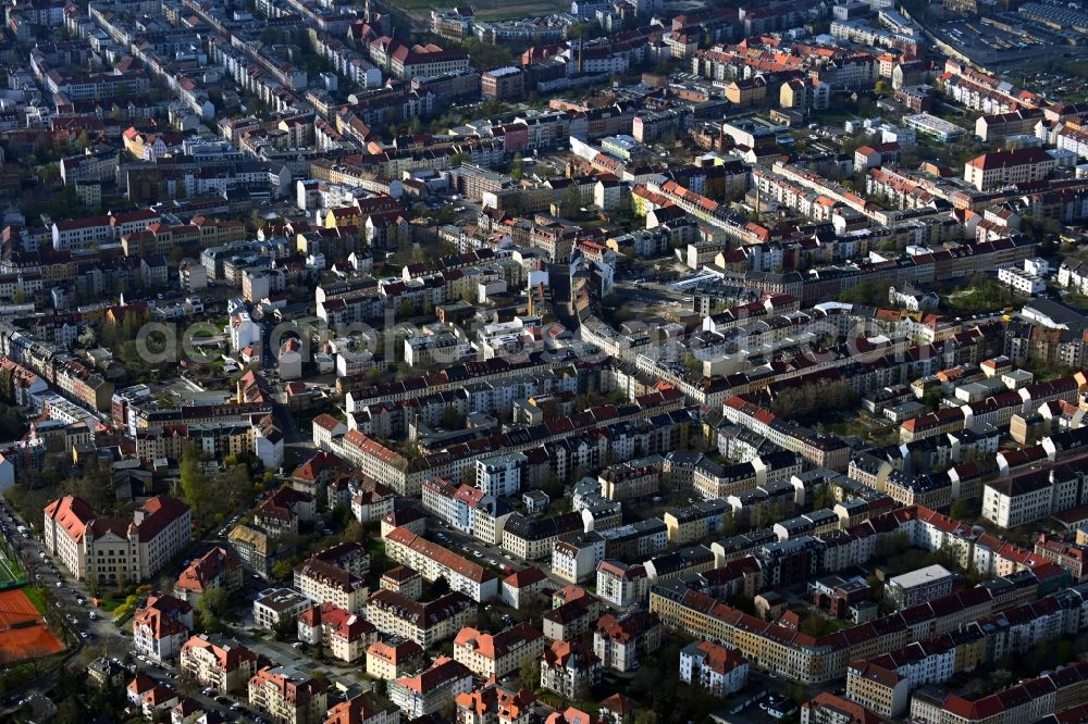 Leipzig from above - Cityscape of the district in the district Leutzsch in Leipzig in the state Saxony, Germany