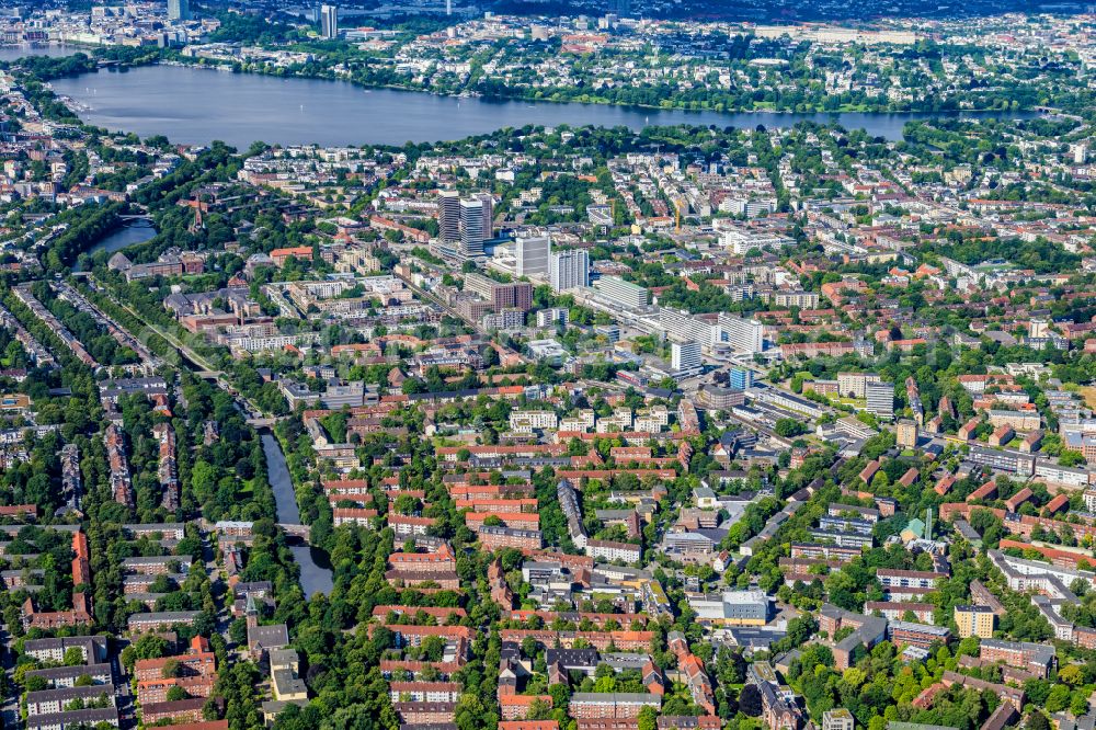 Hamburg from above - Cityscape of the district in the district Mundsburg in Hamburg, Germany