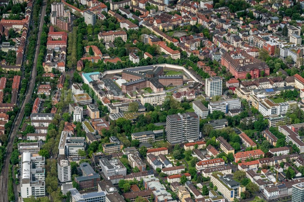 Freiburg im Breisgau from above - Cityscape of the district in the district Neuburg in Freiburg im Breisgau in the state Baden-Wuerttemberg, Germany