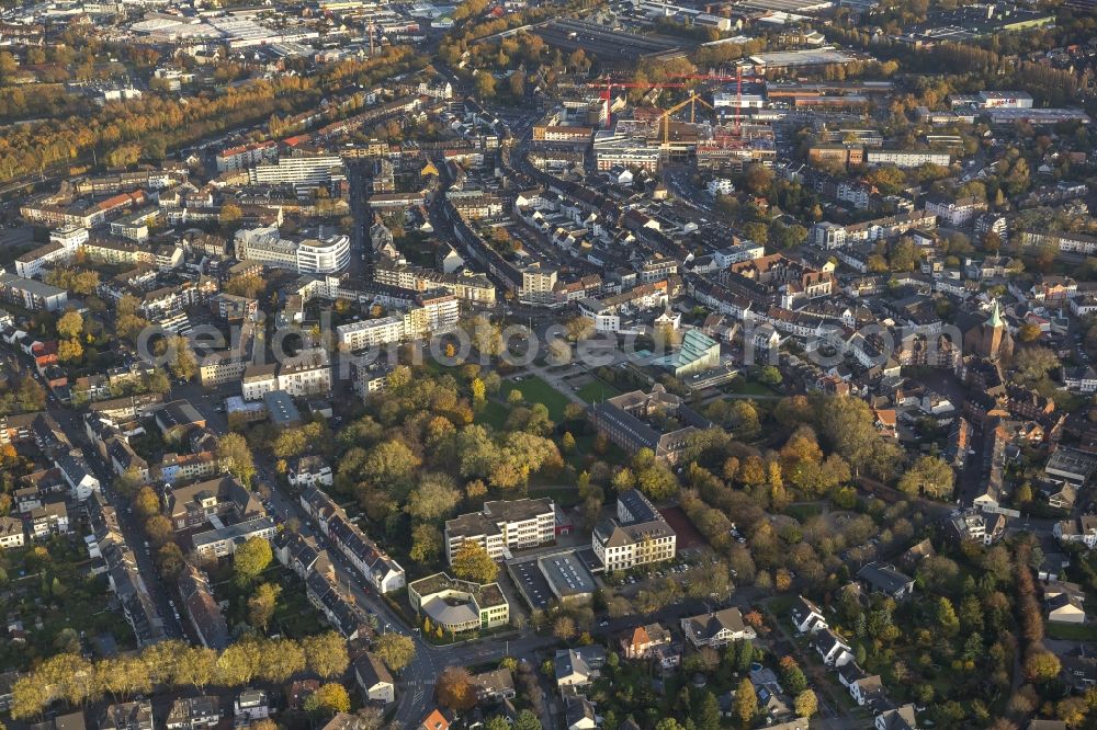 Aerial image Dinslaken - Downtown with City Hall Dinslaken in the Ruhr area in North Rhine-Westphalia