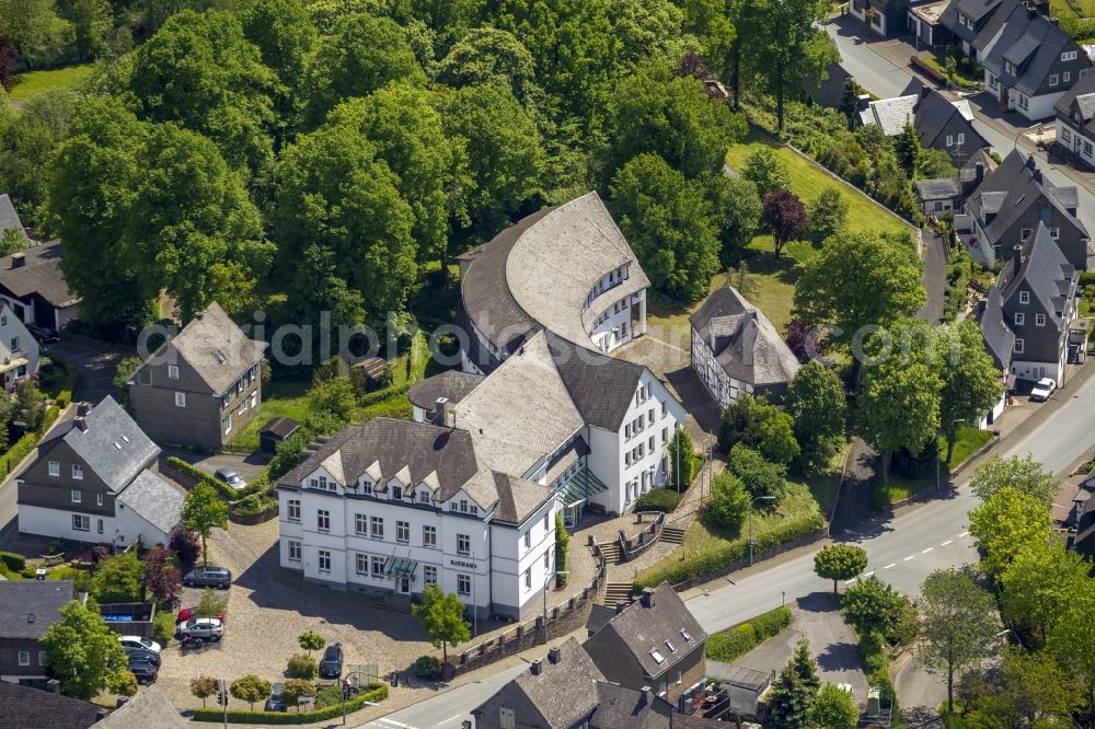 Aerial image Schmallenberg - Downtown at the city hall in Schmallenberg in the Sauerland district in North Rhine-Westphalia