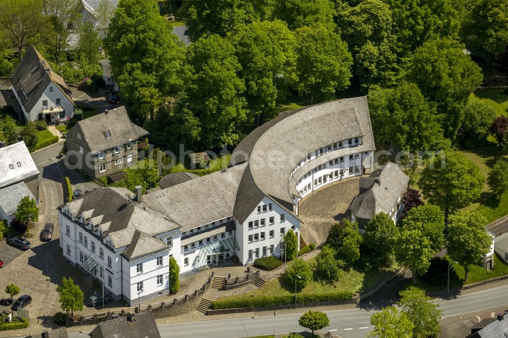 Schmallenberg from above - Downtown at the city hall in Schmallenberg in the Sauerland district in North Rhine-Westphalia