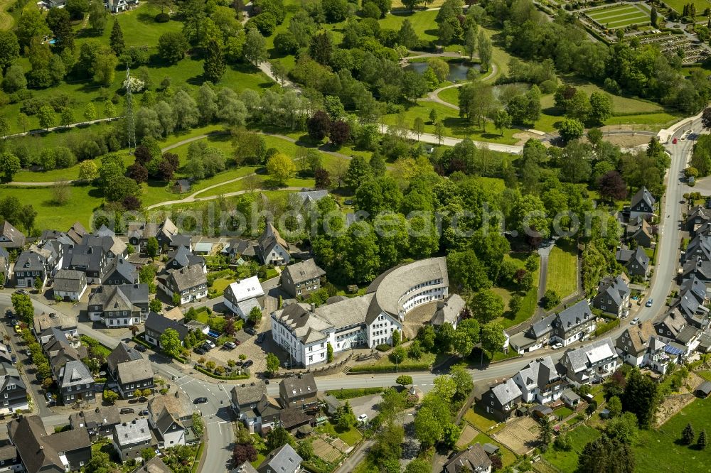 Schmallenberg from the bird's eye view: Downtown at the city hall in Schmallenberg in the Sauerland district in North Rhine-Westphalia