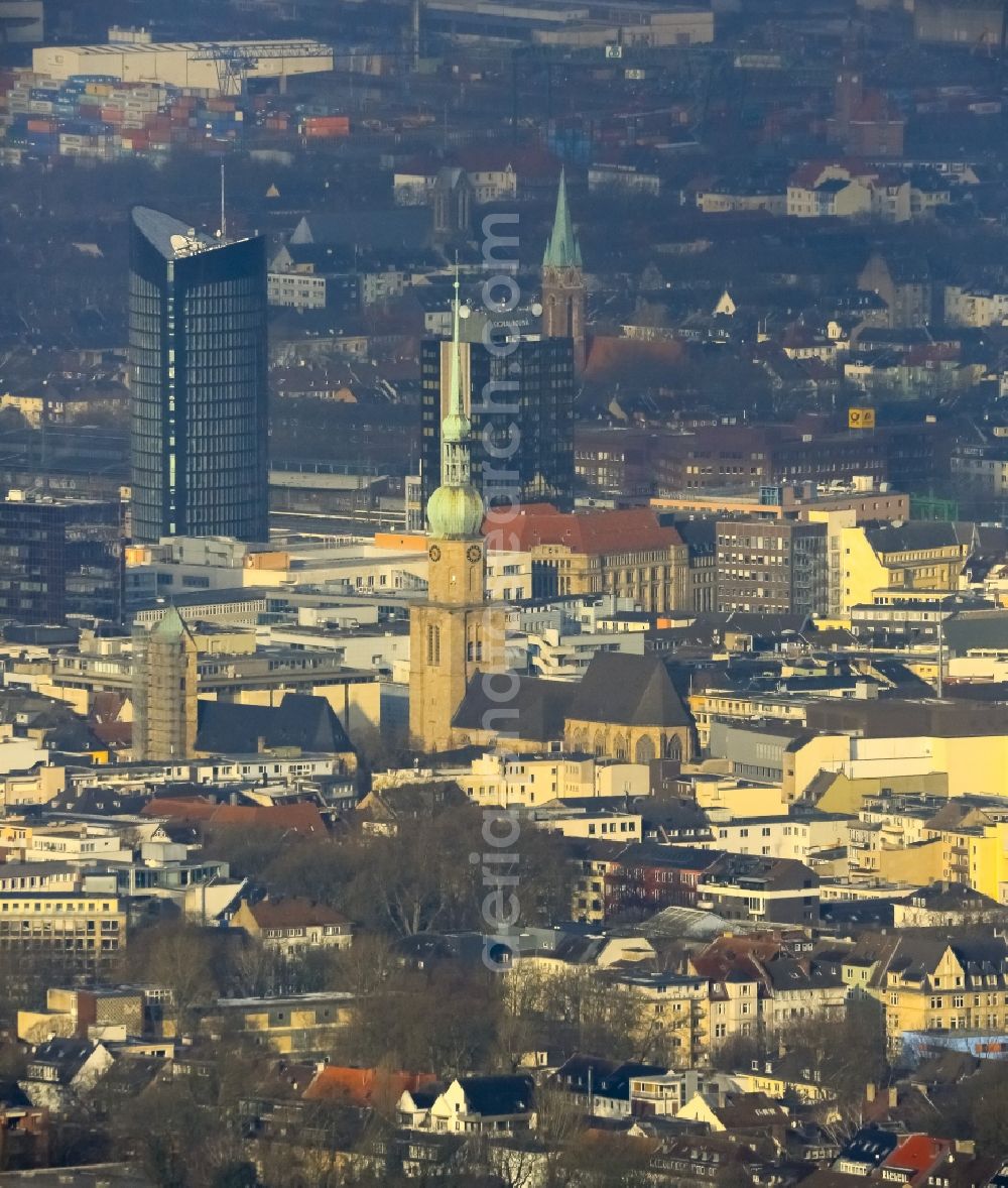 Aerial photograph Dortmund - Downtown with Reinoldi church and RWE Tower in Dortmund in North Rhine-Westphalia