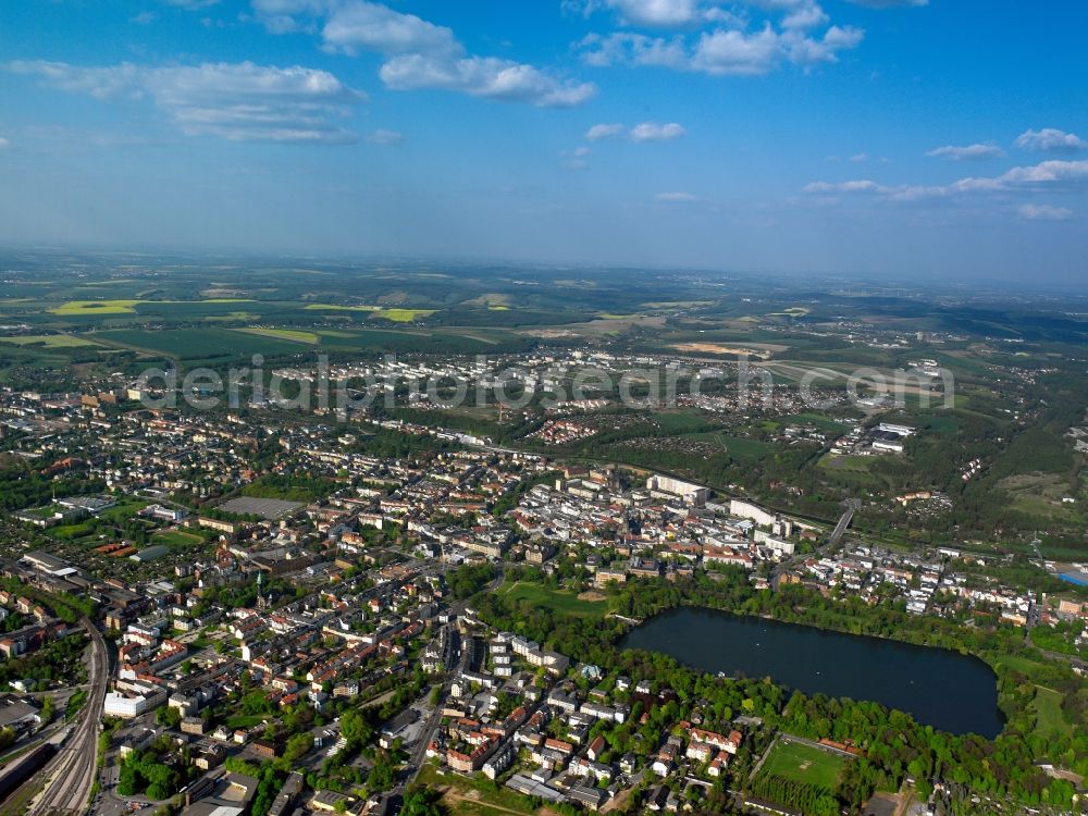 Aerial photograph Zwickau - Downtown at the swan pond park of Zwickau in Saxony