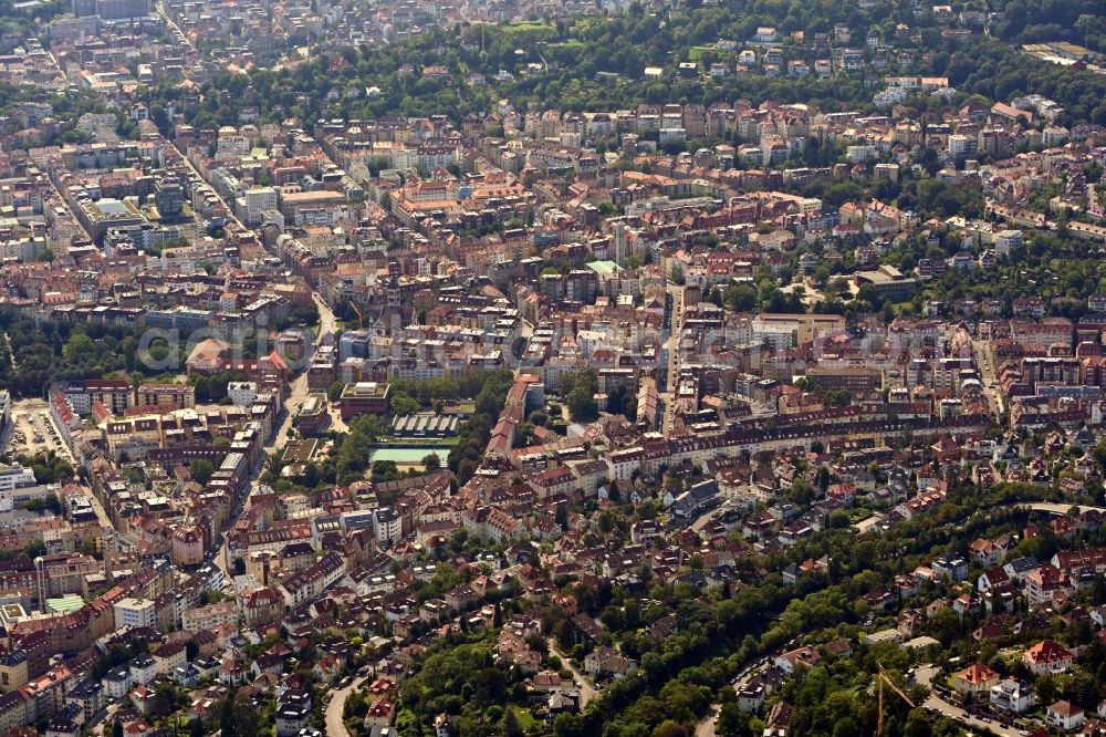 Stuttgart from above - Cityscape of the district in the district Rotebuehl in Stuttgart in the state Baden-Wuerttemberg, Germany