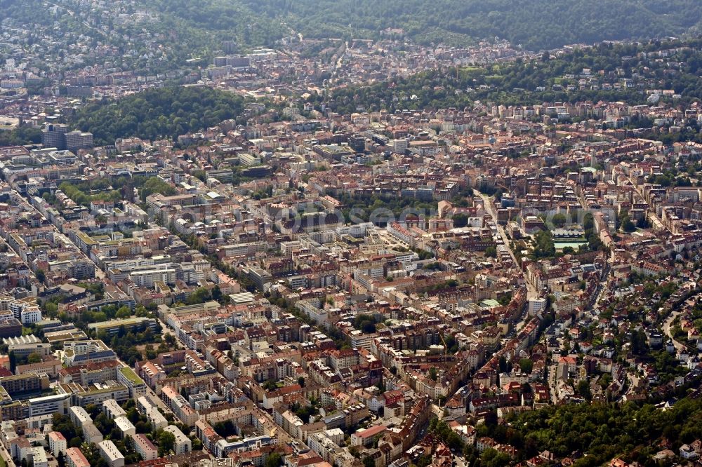 Aerial photograph Stuttgart - Cityscape of the district Rosenberg in the district Rosenberg in Stuttgart in the state Baden-Wuerttemberg, Germany