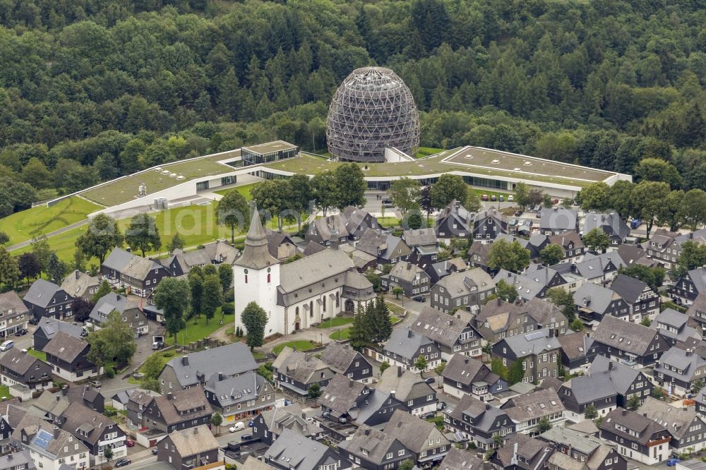 Winterberg from the bird's eye view: View at the Oversum Vita Rresort and the city of Winterberg in the Upper Sauerland the federal state of North Rhine-Westphalia