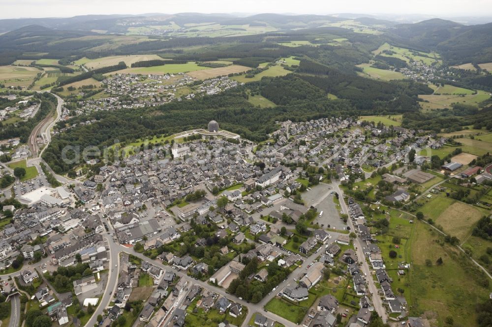 Aerial image Winterberg - View at the Oversum Vita Rresort and the city of Winterberg in the Upper Sauerland the federal state of North Rhine-Westphalia