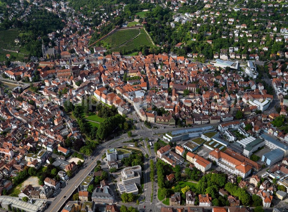 Esslingen am Neckar from the bird's eye view: City and town of Esslingen am Neckar in Baden-Württemberg