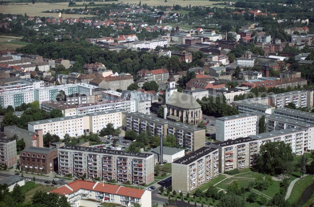 Aerial photograph Forst - City-center market square and town church in Forst Brandenburg