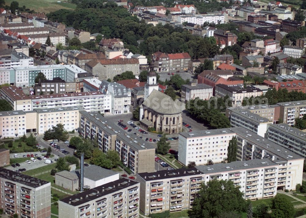 Forst from above - City-center market square and town church in Forst Brandenburg