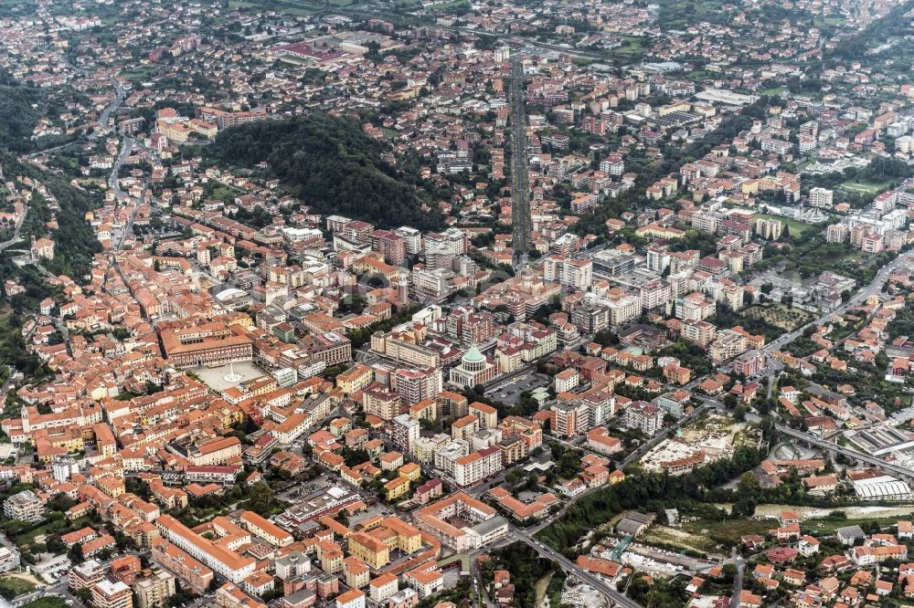 Massa from the bird's eye view: City Center in Massa in Tuscany in Italy