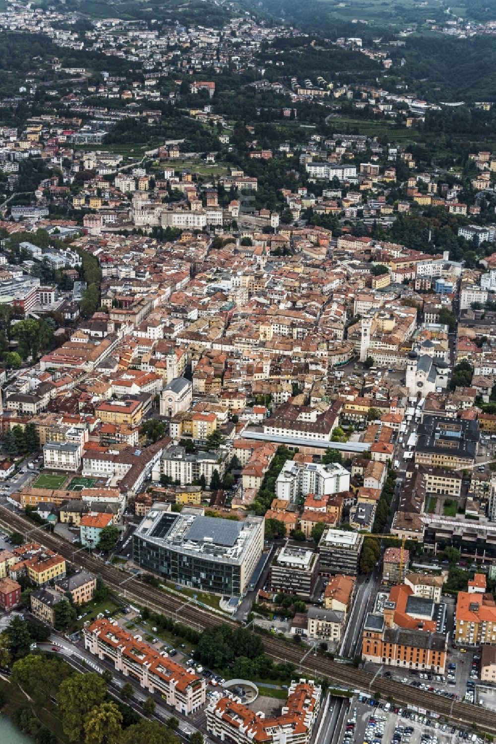 Trient from above - City center in Trento, Trentino in Italy