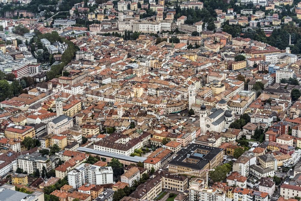 Trient from the bird's eye view: City center in Trento, Trentino in Italy
