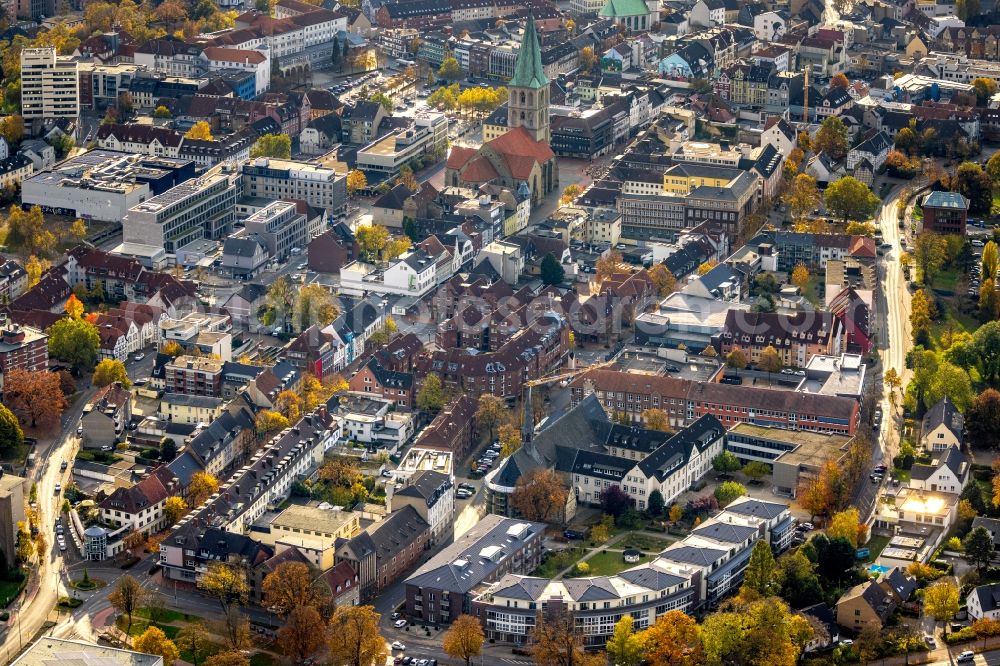 Hamm from the bird's eye view: View of the inner city and the church building Pauluskirche on Marktplatz in Hamm at Ruhrgebiet in the state North Rhine-Westphalia, Germany