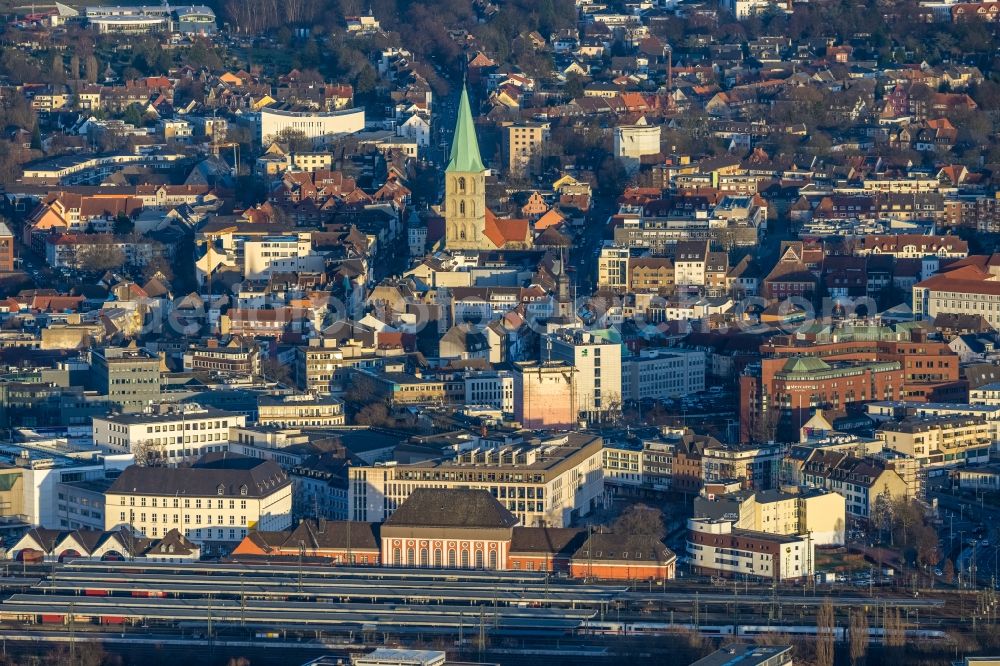 Hamm from the bird's eye view: View of the inner city and the church building Pauluskirche on Marktplatz in Hamm at Ruhrgebiet in the state North Rhine-Westphalia, Germany