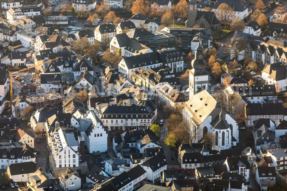 Attendorn from above - Down town area in Attendorn in the state North Rhine-Westphalia, Germany