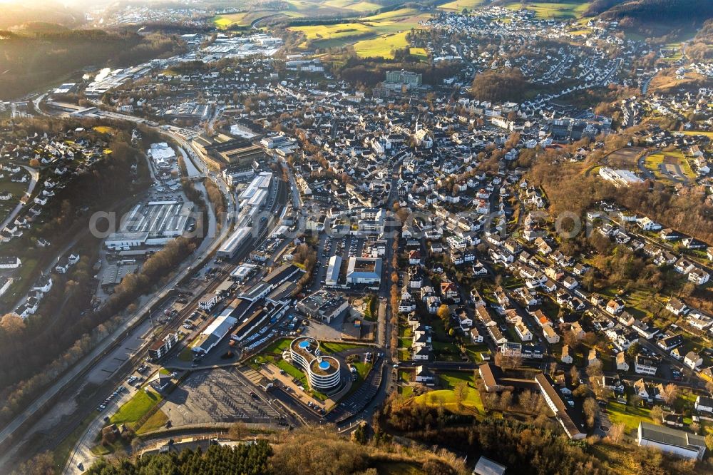 Attendorn from the bird's eye view: Down town area in Attendorn in the state North Rhine-Westphalia, Germany