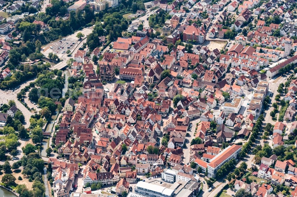 Bietigheim-Bissingen from above - Down town area in Bietigheim-Bissingen in the state Baden-Wurttemberg, Germany