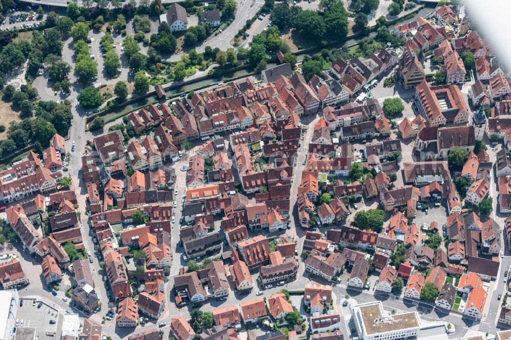 Aerial image Bietigheim-Bissingen - Down town area in Bietigheim-Bissingen in the state Baden-Wurttemberg, Germany