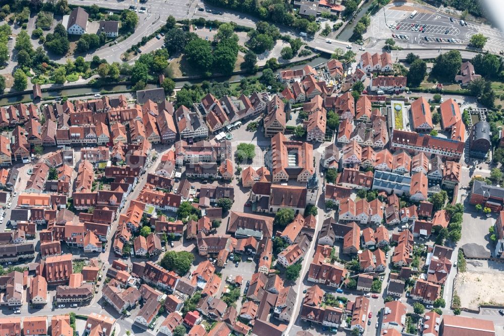 Aerial photograph Bietigheim-Bissingen - Down town area in Bietigheim-Bissingen in the state Baden-Wurttemberg, Germany