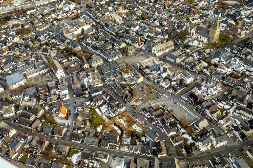 Brilon from above - Down town area in Brilon in the state North Rhine-Westphalia, Germany