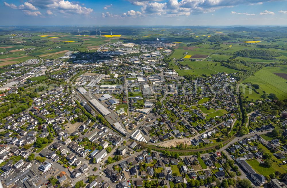 Brilon from above - Down town area in Brilon at Sauerland in the state North Rhine-Westphalia, Germany