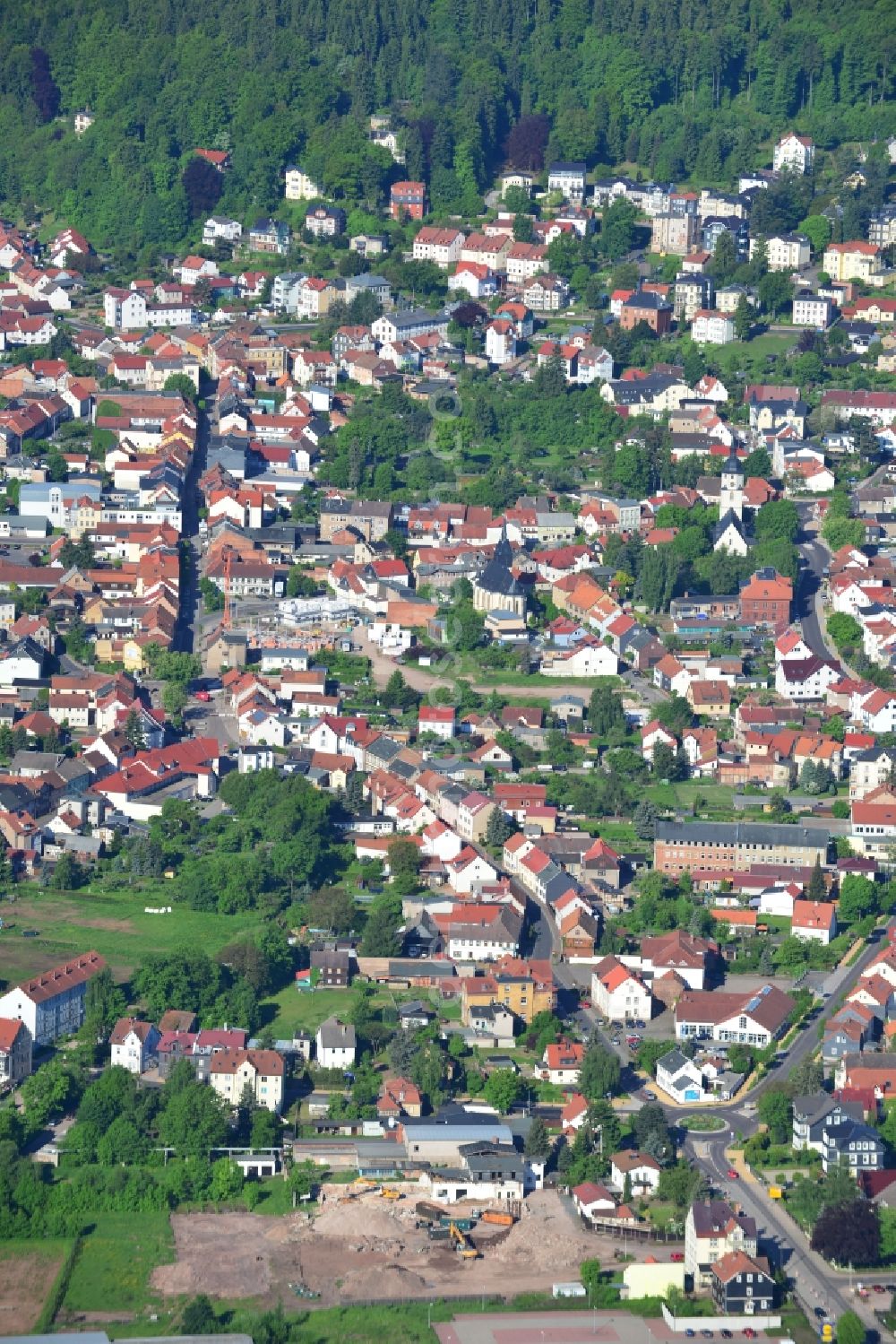 Aerial photograph Friedrichroda - Down town area in Friedrichroda in the state Thuringia, Germany