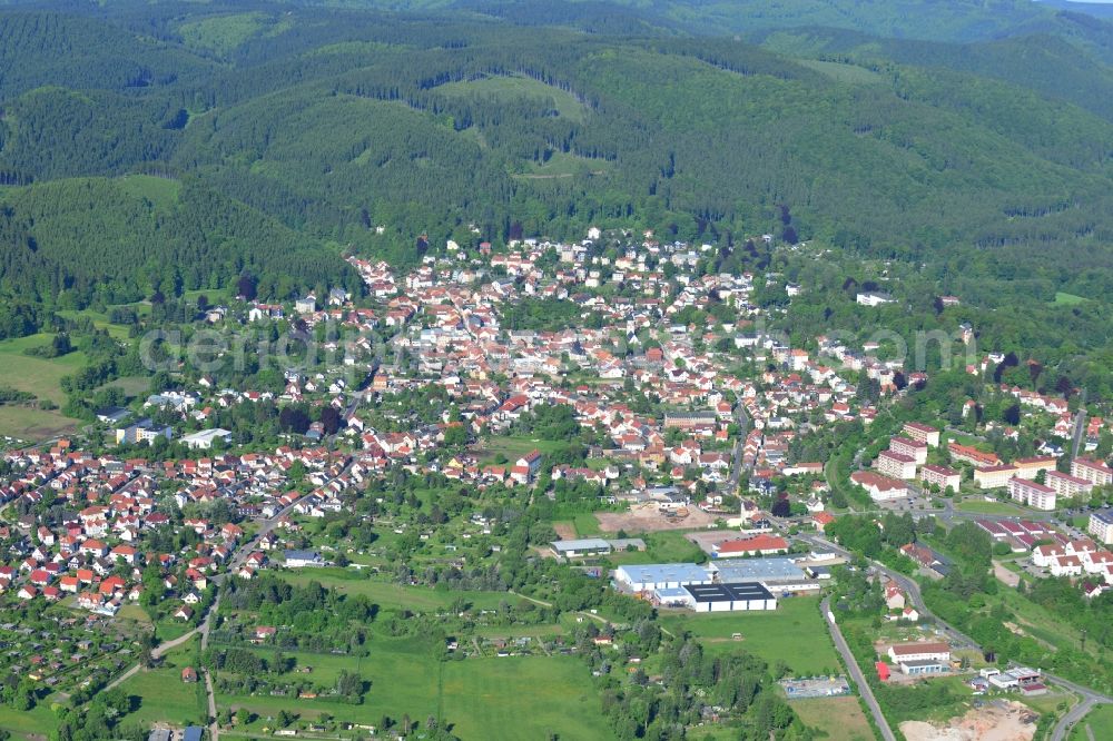 Friedrichroda from above - Down town area in Friedrichroda in the state Thuringia, Germany