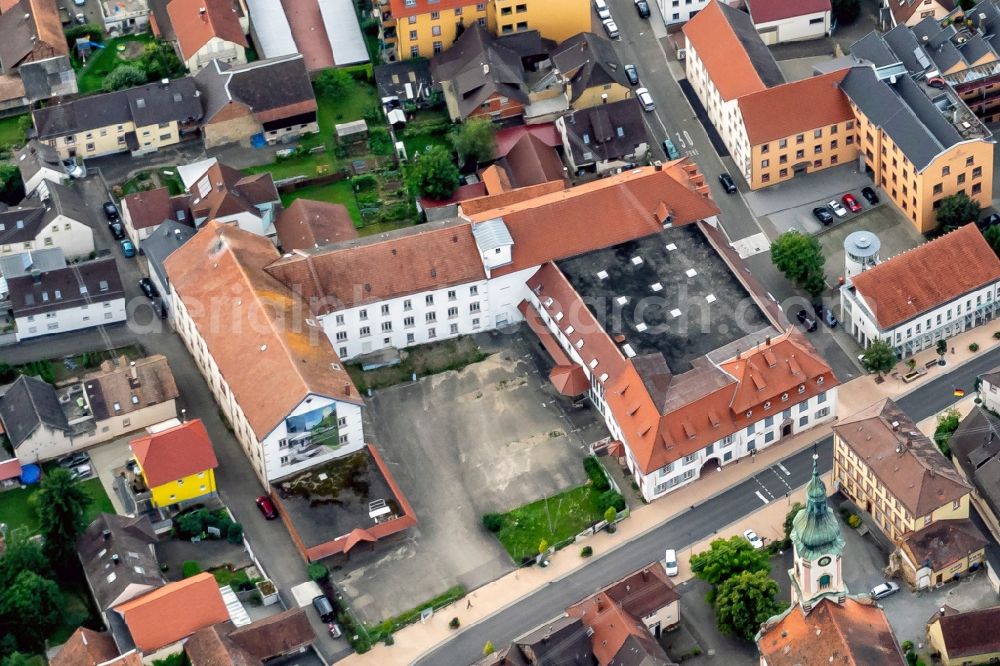 Herbolzheim from above - Down town area Hauptstrasse ehem. Hamba Moebel in Herbolzheim in the state Baden-Wurttemberg, Germany