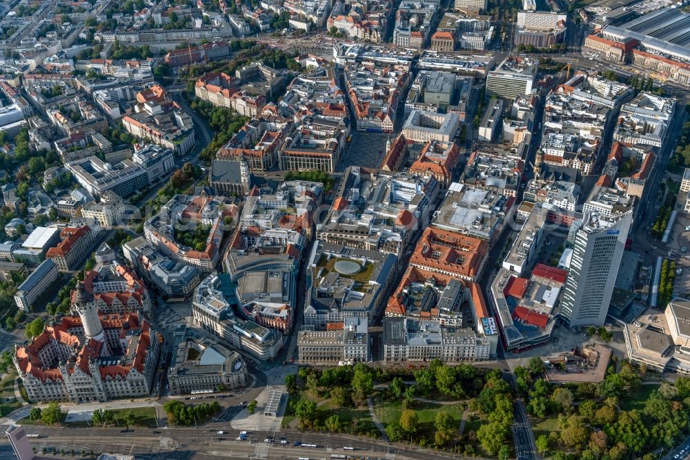 Leipzig from the bird's eye view: Down town area in the district Zentrum in Leipzig in the state Saxony, Germany