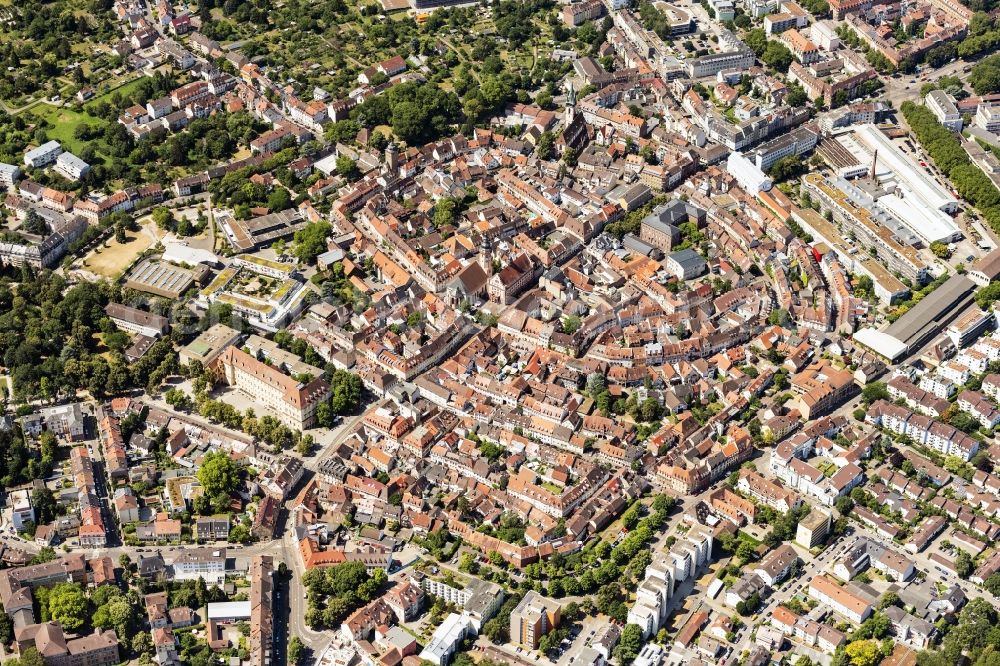 Aerial image Karlsruhe - Down town area in the district Durlach in Karlsruhe in the state Baden-Wurttemberg, Germany