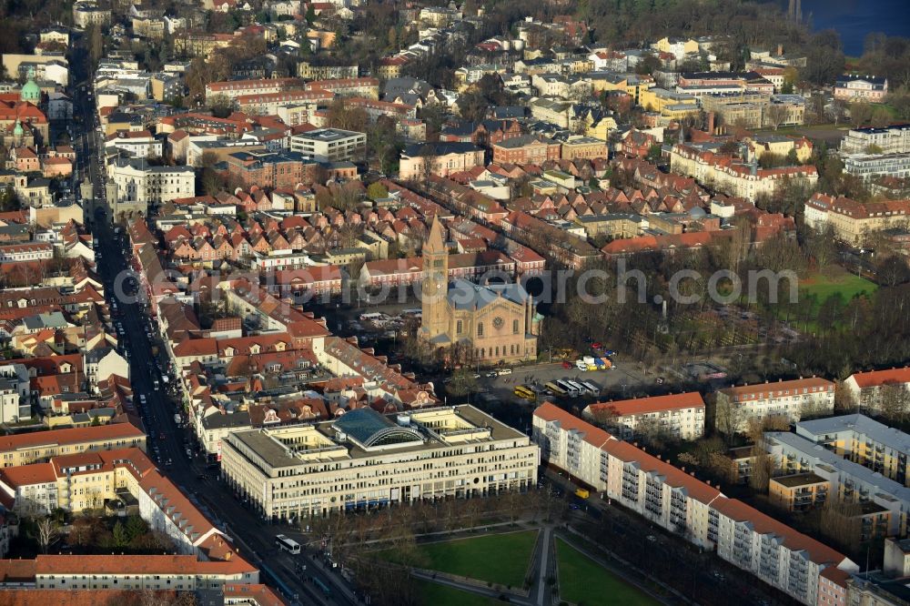 Aerial photograph Potsdam - Downtown area at Unity Square in Potsdam in Brandenburg