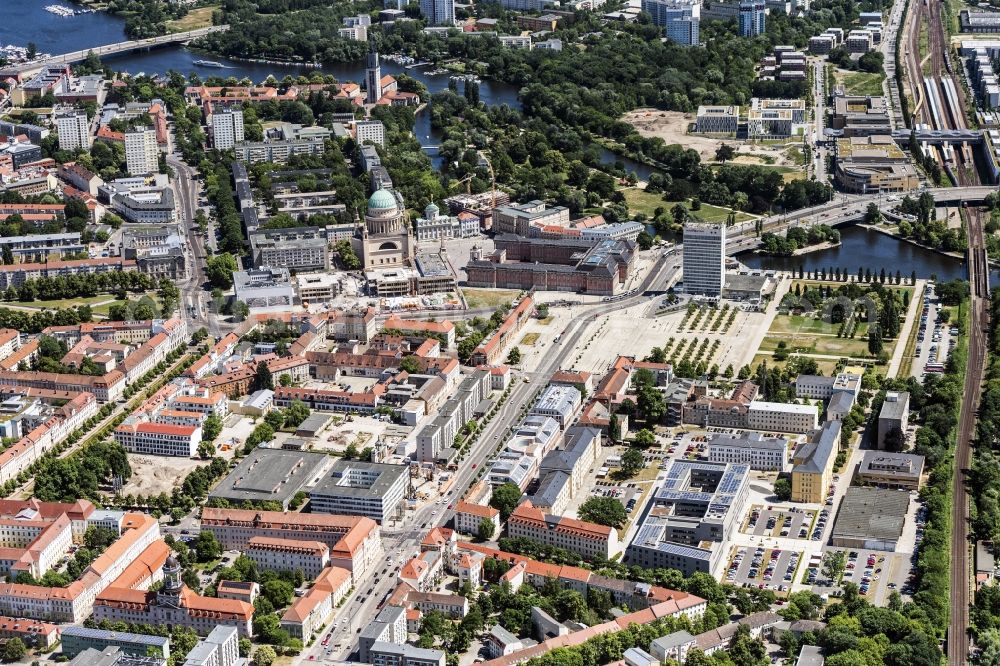 Potsdam from the bird's eye view: Down town area in Potsdam in the state Brandenburg, Germany